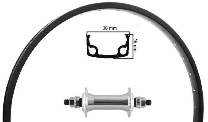 Kgs voorwiel 26 (47-559) zwart zwart leenfiets rvs spaak