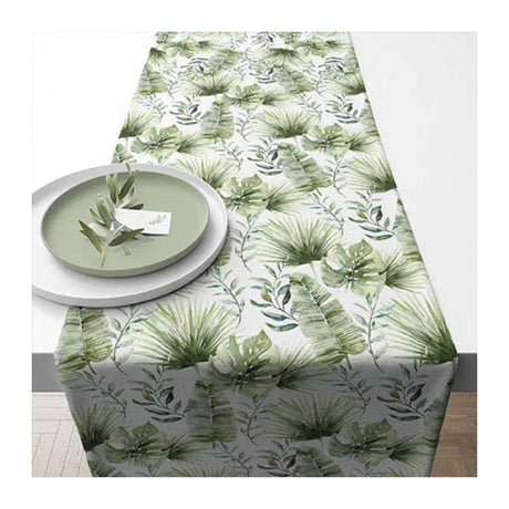 Ambiente Tischläufer 40x150cm Dschungelblätter weiß