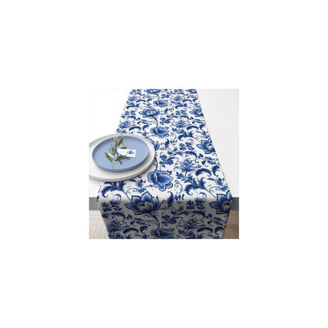 Ambiente Tischläufer 40x150 cm Delfter Blau mit Blumenmuster