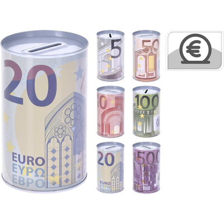 Spaarblik euro ø8x12,7cm assorti dessin