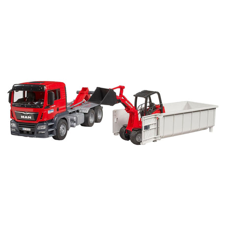 Bruder, Miniaturauto des Mannes TGS LKW mit Container, rot