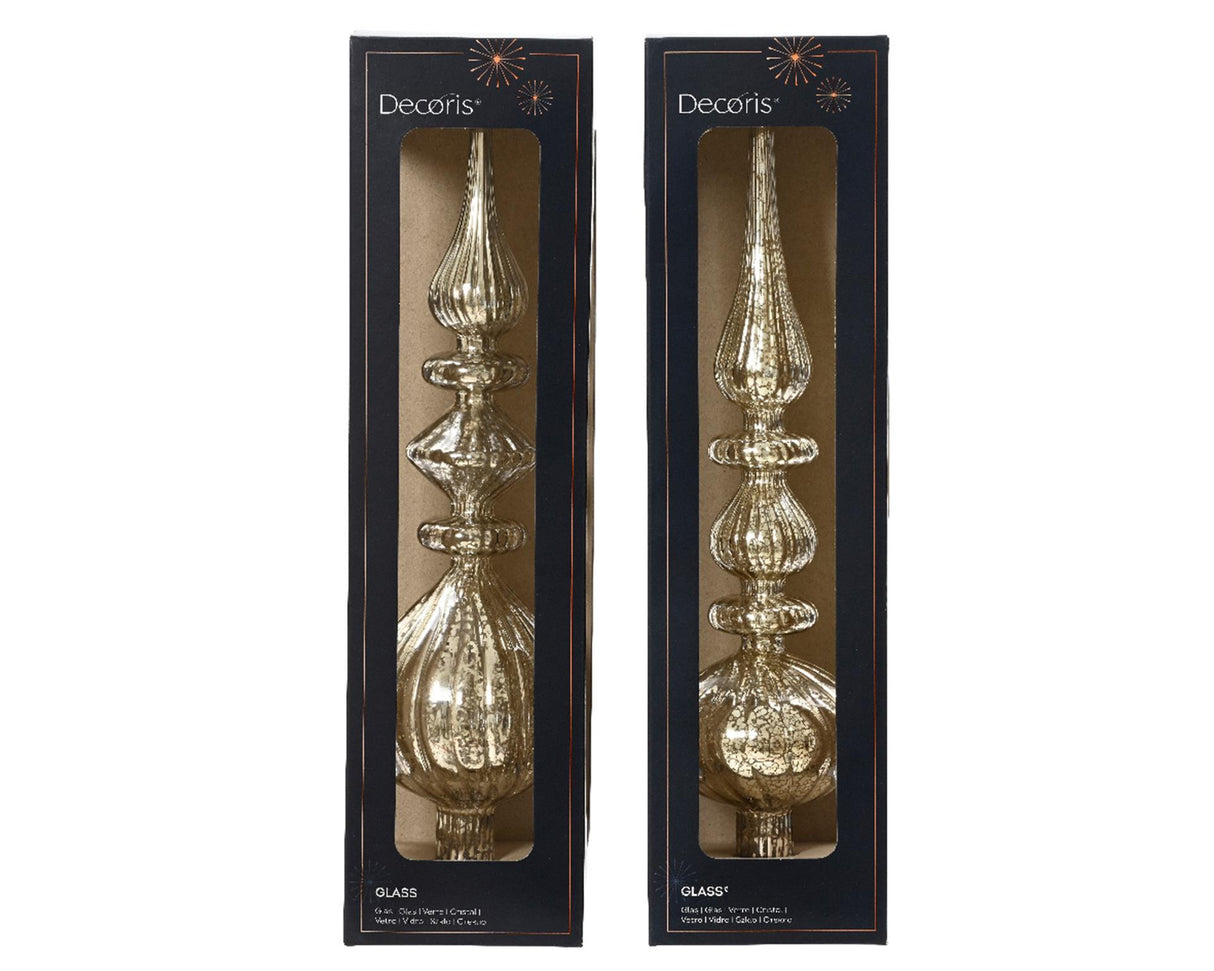 Decoris-Spitze aus antikem Glas, silberfarben, H35 cm