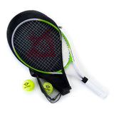 Tennisschläger mit Abdeckung und 2 Kugeln - grün