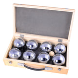 Engelhart Metall-Jeu de Boules – 8 Kugeln in Holzkiste – Luxus-Set – Pétanque – Boule – Metallkugeln – passend für jeden Jeu de Boules-Platz – Langfeld