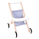 Puppenwagen aus Holz grau blau