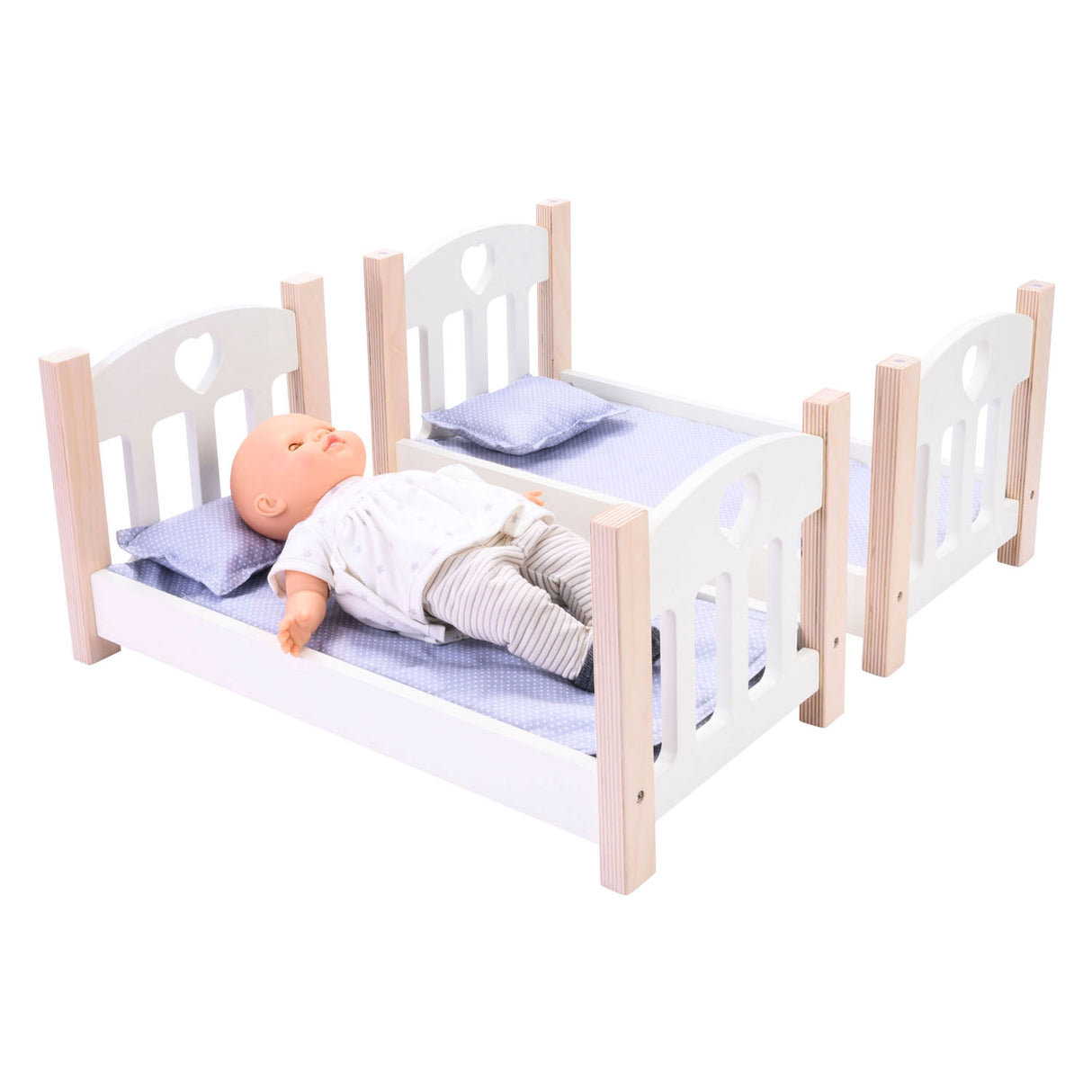 Puppen-Etagenbett grauweiß