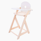 Longfield Puppenstuhl grau weiß - Puppenhochstuhl aus Holz mit Kissen - Puppenstuhl für Rollenspiele - für alle Puppen geeignet - Engelsherz