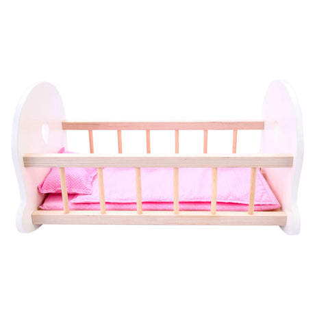 Longfield Puppenbett Schaukelwiege, rosa weiß