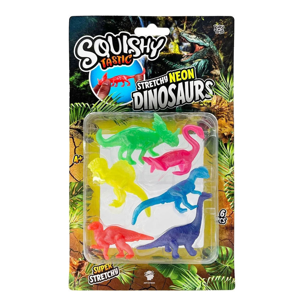 squishy tastic super stretch neon dino's, 6dlg.