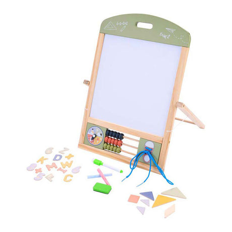 Jack Jacky Tischtafel Whiteboard – multifunktionales 2-in-1-Lernspielbrett – Kreide- und Magnettafel – Lerntafel mit Uhren-Abakus – motorische Fähigkeiten üben lernen – inklusive Zubehör – Engelsherz