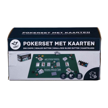 Engelhart Pokerset mit Karten, Tuch und 200 Chips (4 Gramm) in Box