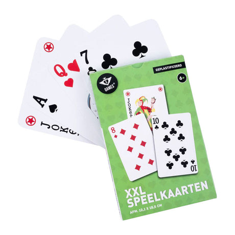 Longfield XXL-Spielkarten 12,1 x 18,5 cm – Kartenspiel aus plastifiziertem Papier (54 Karten) – extra großes Kartenspiel für Brettspiele, Familienspiel – Engelsherz