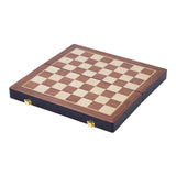 Engelhart Schachspiel Deluxe faltbar – Holzschachspiel aus Eschenholz – luxuriöses braunes Schachbrett 38 x 38 x 5,8 cm – faltbar kompakt –