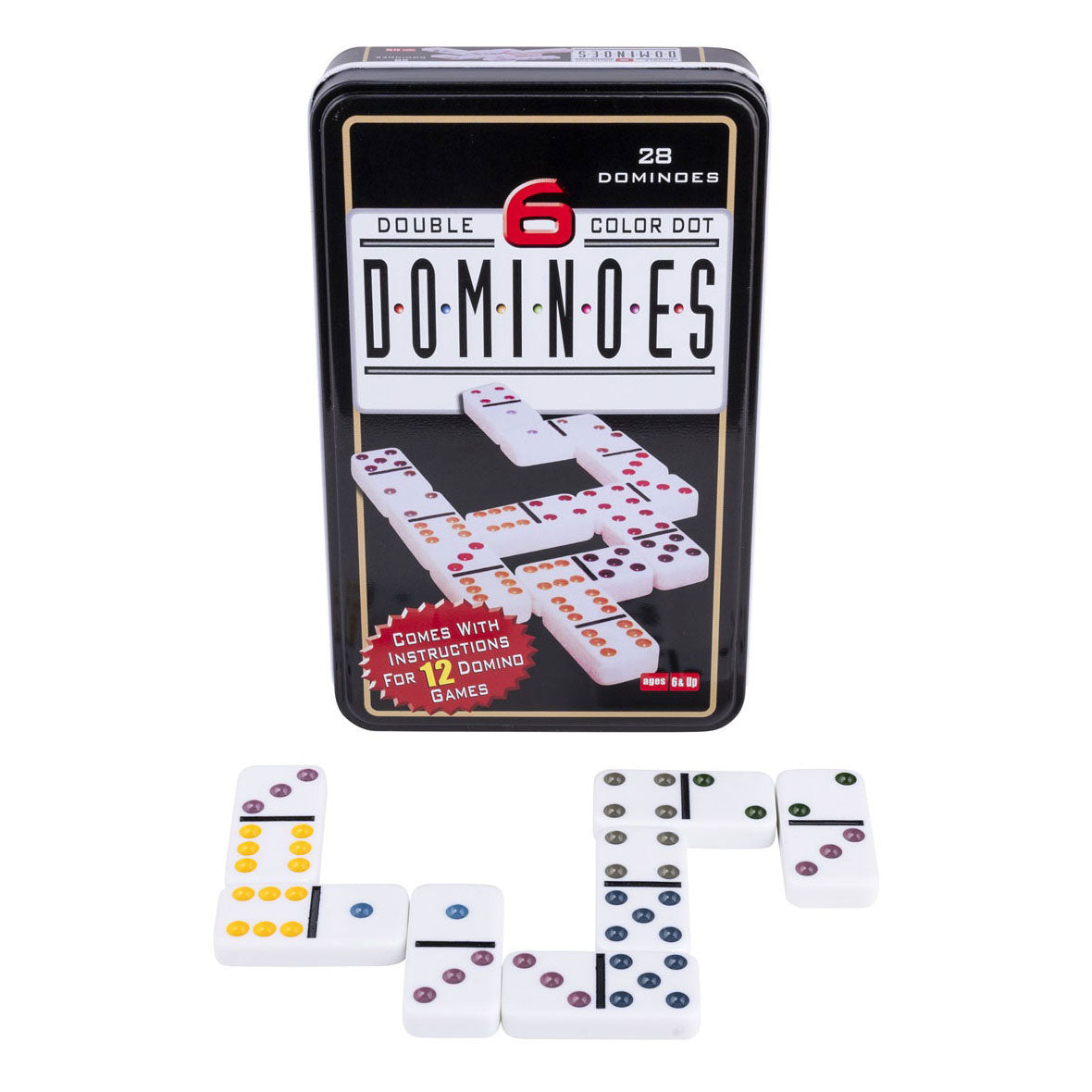 Domino-Doppel in der Dose - 28 Steine mit farbigen Augen