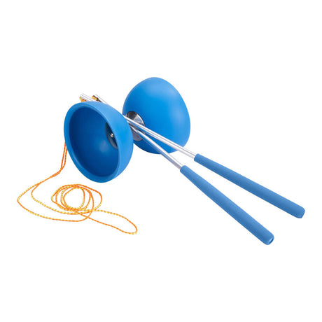 Diabolo van rubber met metalen stokjes - blauw