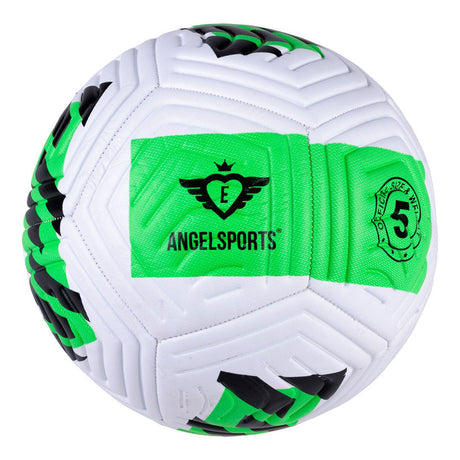 Engelhart voetbal wit groen zwart maat 5 – 400 gram – speelbal voor buiten, training en recreatief gebruik