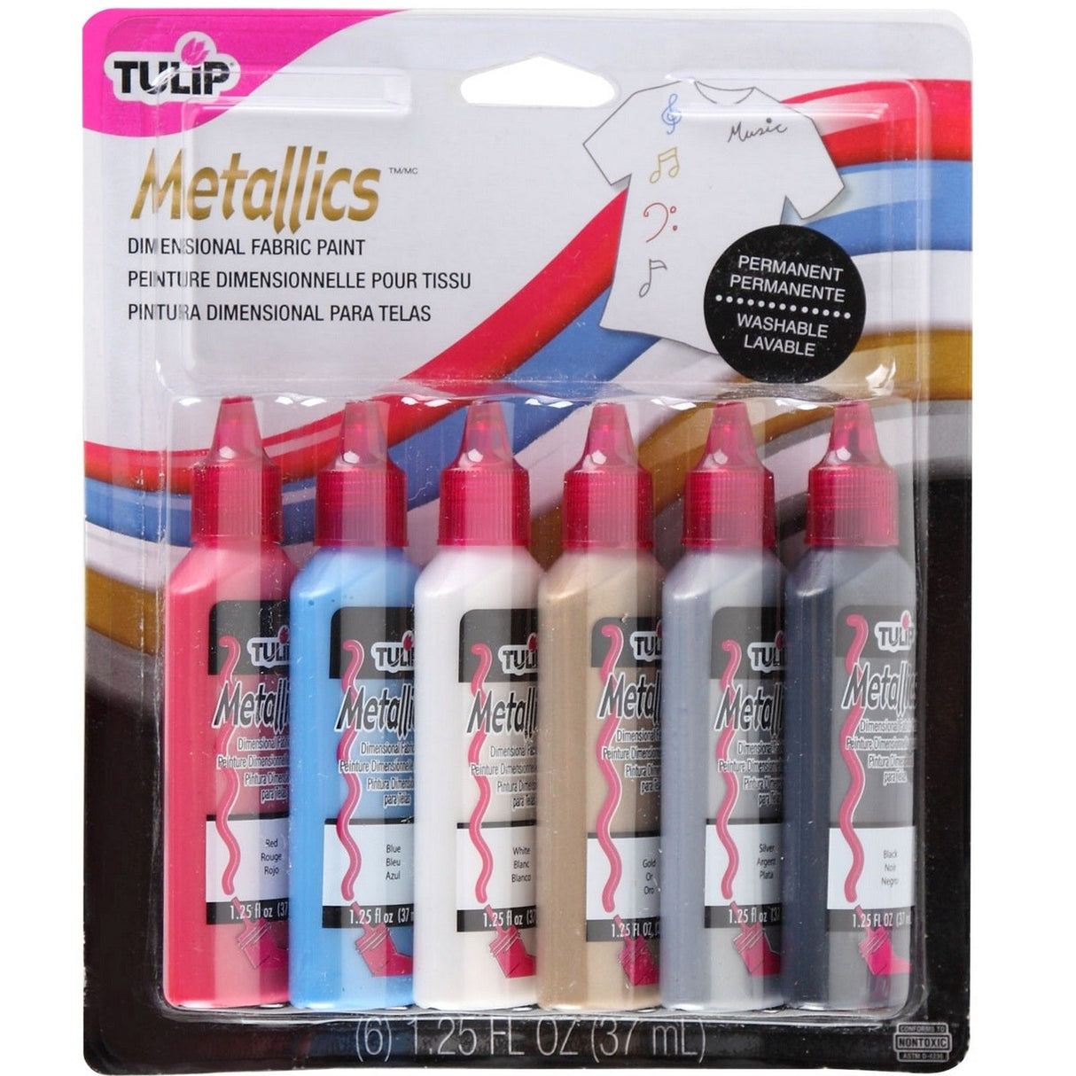 Tulpe • 3D-Textilfarbe 37ml Metallic 6 Stk.