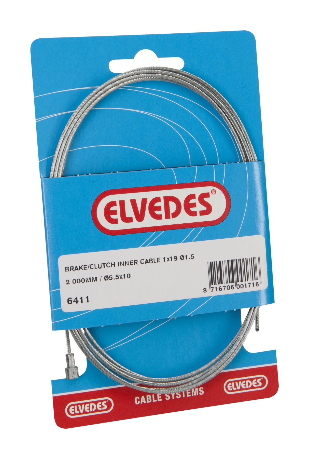 ELVEDES CLUTCH INNER KABEL 2000 mm 1 × 19 Drahtverzinkt Ø1,5 mm mit V-Nipple (auf der Karte)