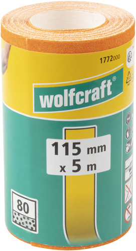 Wolfcraft – Schleifpapierrolle Körnung 80 – für Holz Metall 5 m x 115 mm – 1772000