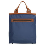 Einkaufstasche mit Ledergriff blau
