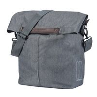 Basil City Shopper - Fietshopper, Gray Melee, 14-16L, Vegan Leder, Water Retainting Folding, Reflection