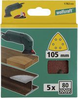 Wolfcraft Klebe-Schleifblätter | k80 | perforiert | ø105mm | 5 Stück - 1782000
