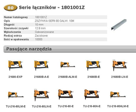 Bostitch nietjes 80 10mm 10m szer 12,8mm