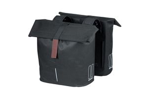 Basil City Duebel Vëlo Bag - Waasser -Repellent Polyester - Black - Universal Brécke System - 28-32l