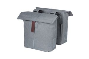 Basil City Double Bicycle Sac gris, hydrofuge, adapté aux vélos électriques, réfléchissant, 28-32L