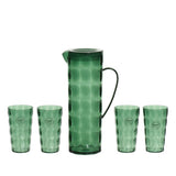 Gießkanne mit 4 Trinkgläsern aus Kunststoff, grün, 5er-Set