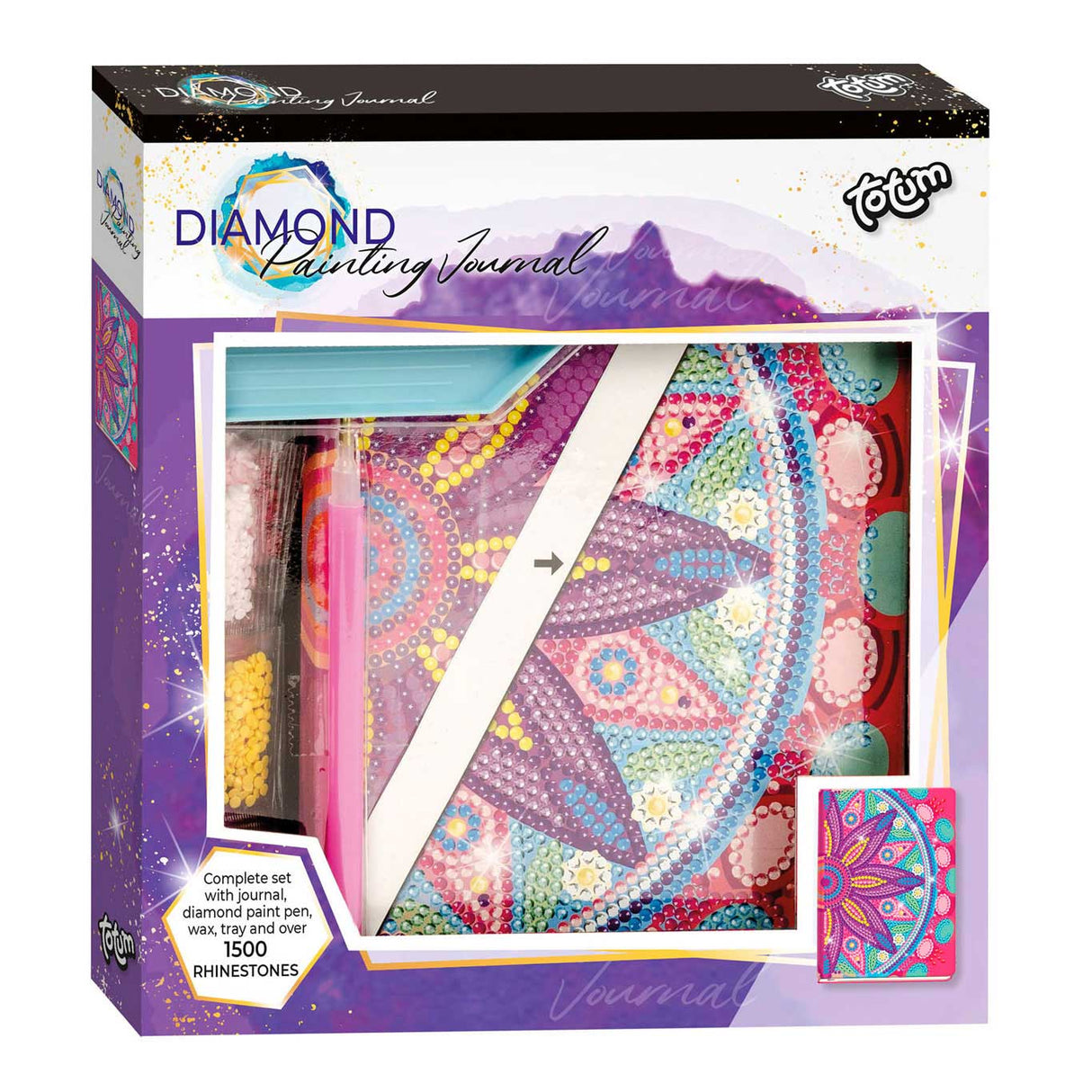 Totum Diamond Notebook 079700 Geschenktipp – Kreatives Bastel-Schreibbuch – Diamond Painting Mandala ab 6 Jahren