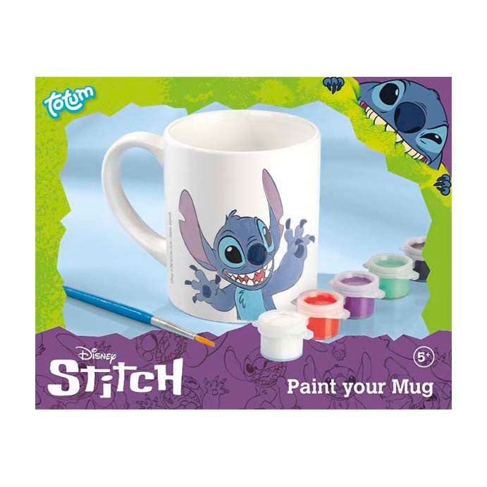Totum Disney Stitch Malbecher – Bastelset Keramikbecher inkl. Farbe und Pinsel – Geschenktipp, Spielzeug, Mädchen und Jungen, Basteln, Lilo Stitch
