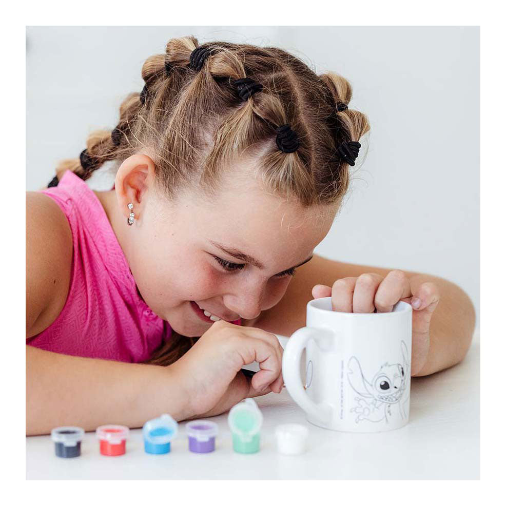 Totum Disney Stitch Malbecher – Bastelset Keramikbecher inkl. Farbe und Pinsel – Geschenktipp, Spielzeug, Mädchen und Jungen, Basteln, Lilo Stitch