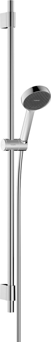 Hansgrohe activatera s – Duschset – Ecosmart Wassersparen – Auswahl per Knopfdruck – Größe 95 mm – 2 Sprühfunktionen – mit Schiebestange Varia 105 cm – Chrom
