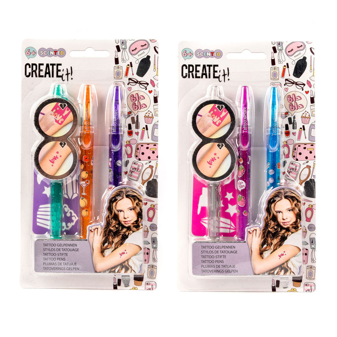 Create it! Beauty tattoo scent pins, 3st + template