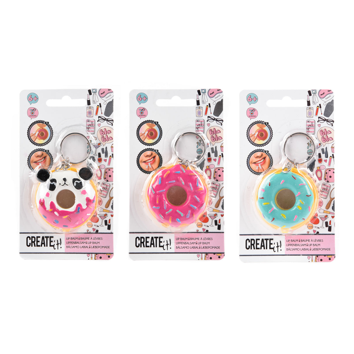 ¡Ciéntalo! Beauty Key Ring Donut con bálsamo labial