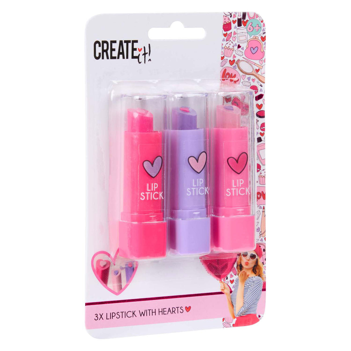 Erstelle es! Herz-Lippenstift, 3St.