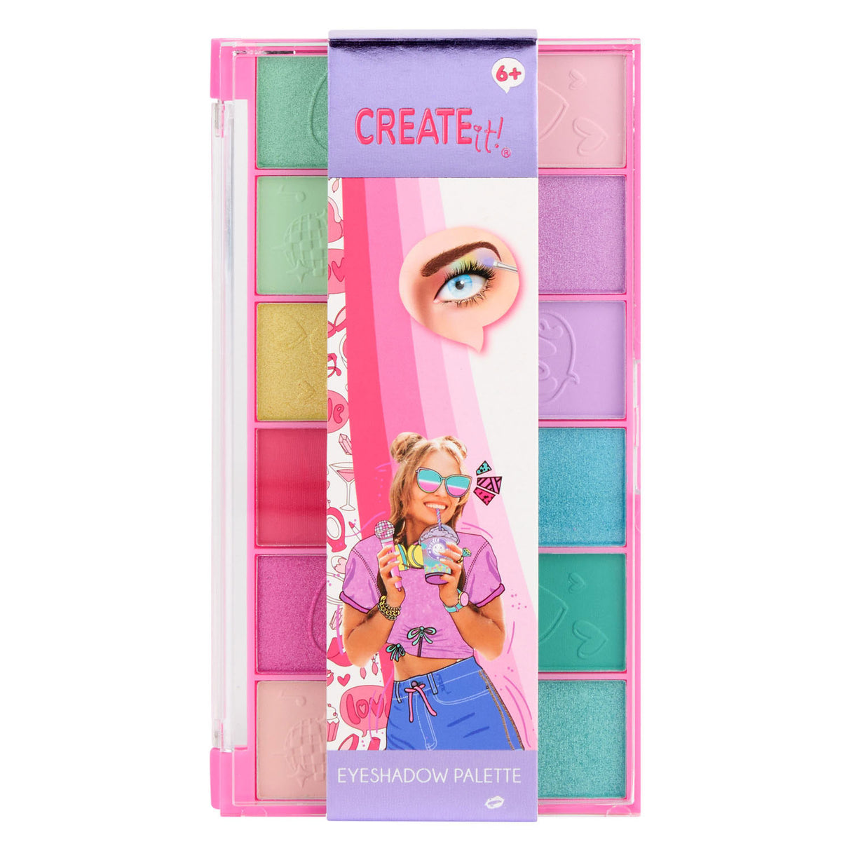 Canenco create it! oogschaduw palet regenboog roze - 12dlg.