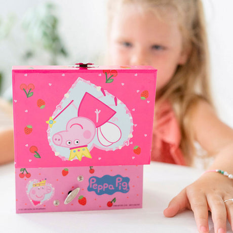 Bambolino Peppa Pig Schmuckkästchen, Schmuckschatulle, Spieluhr – mit rotierender Peppa Ballerina und Spiegel – Junior-Kleinkind- und Vorschulspielzeug ab 3 Jahren – Geschenktipp