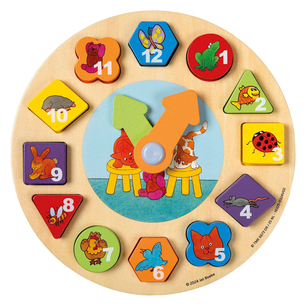 Bambolino Toys Dikkie Dik Lernuhr aus Holz, 12-tlg.
