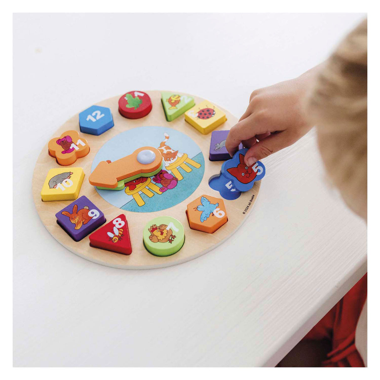 Bambolino Toys Dikkie Dik Lernuhr aus Holz, 12-tlg.