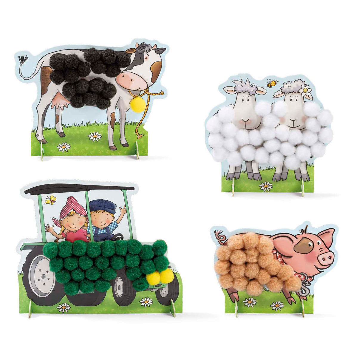 Bambolino Toys Fien und Teun Pompom-Stick-Bastelset | 3 Stück