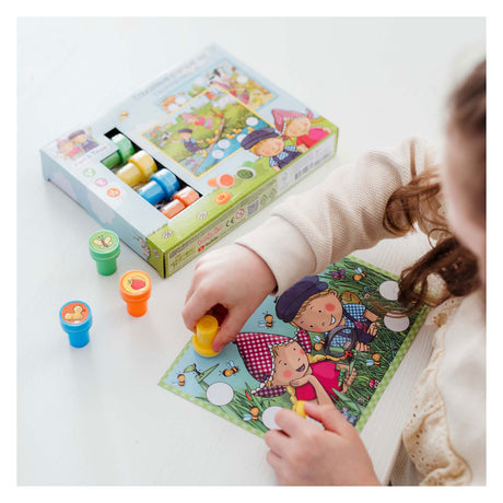 Bambolino fien teun Kreativstempelset, Stempel und farbige Karten – kreatives, lehrreiches Spielzeug – Bauernhofspielzeug – ab 3 Jahren – Spielzeug