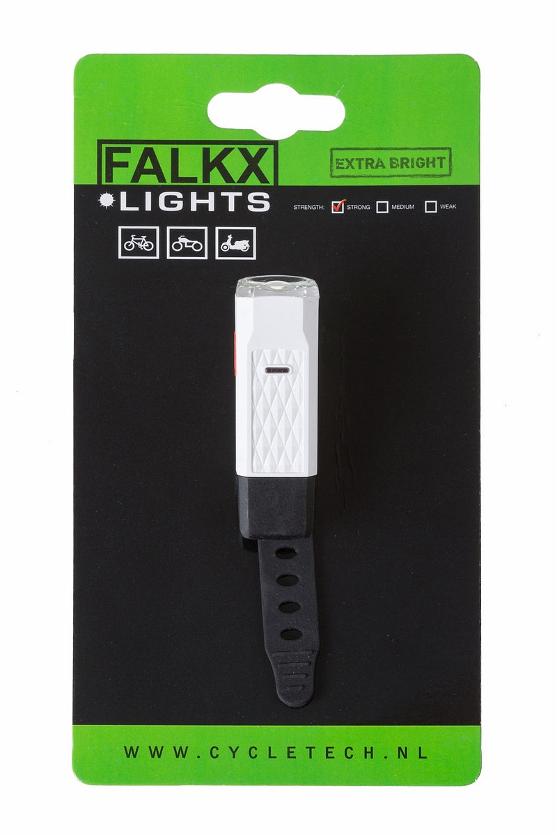 Falkx Mini -frontlys LED. USB -oppladbar (hengende pakke).