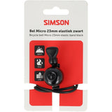 Simson fietsbel micro 23mm rubber elastiek bevestiging zwart