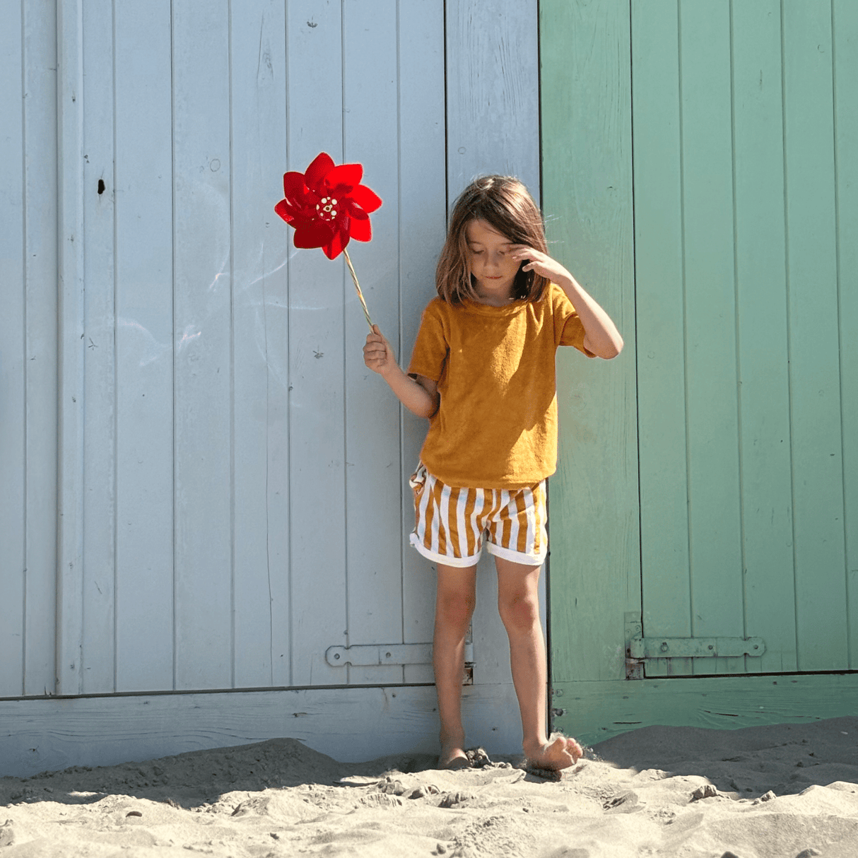 Fluss | Gelb-weißes Jungenset Strand – Frottee
