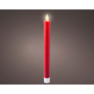 LED-Wechselkerze mit festem Wachs innen, rot, H. 24,5 cm, T. 2,1 cm