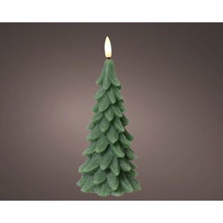 LED-Kerze aus Wachs, stabil, für den Innenbereich, grün, H. 19,3 cm, T. 8 cm