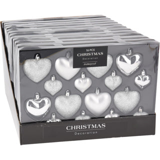 No brand Weihnachtskugel Herz 8x65 8x45mm silber | 3 Stück