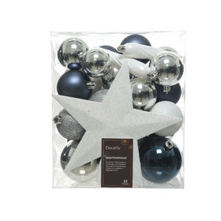 Weihnachtskugeln aus Kunststoff glänzend, matt, Glitzermix